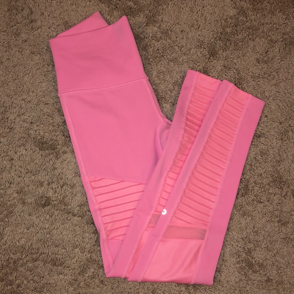 Pink alo moto higher waisted leggings XS